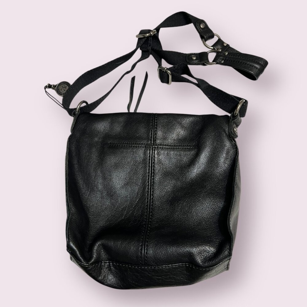 The Sak Leather Crossbody Bag Black Studded Boho Zip Top Adjustable Strap - Picture 2 of 14